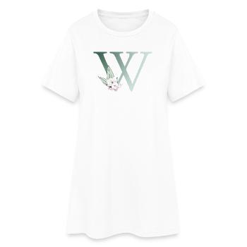 W Monogramme, Floral, Personnalisable - Robe T-shirt Femme - blanc - Devant
