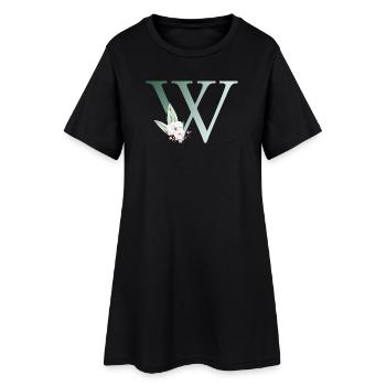 W Monogramm, Floral, personalisierbar - Frauen T-Shirt-Kleid - Schwarz - Vorne