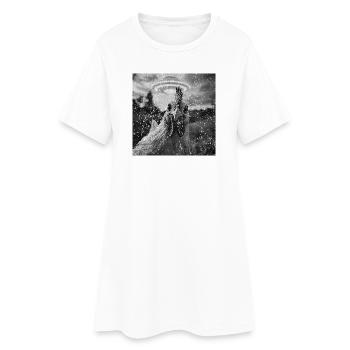 Huhn Selfie UFO Fun Shirt - Frauen T-Shirt-Kleid - Weiß - Vorne