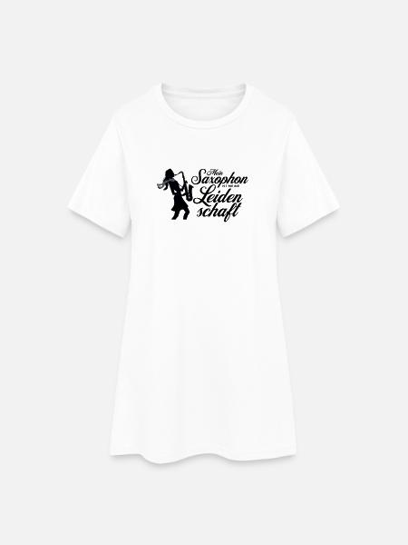 Mein Saxophon ist meine Leidenschaft - Frauen T-Shirt-Kleid - Weiß