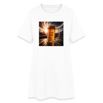 I Love Beer Glasmotiv - Frauen T-Shirt-Kleid - Weiß - Vorne