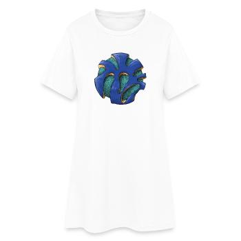 Motif abstrait de la feuille d’orbe bleue - Robe T-shirt Femme - blanc - Devant