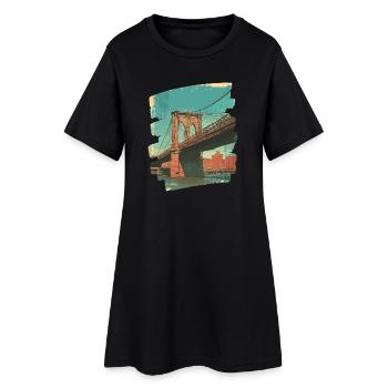 Pont de Brooklyn - Robe T-shirt Femme - noir - Devant