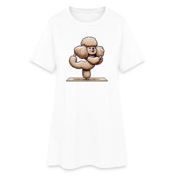 Poodle Yoga Dog Exercise Gymnastics Funny - Women’s T-Shirt Dress - white - Front