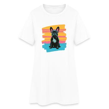Bouledogue français Frenchie - Robe T-shirt Femme - blanc - Devant