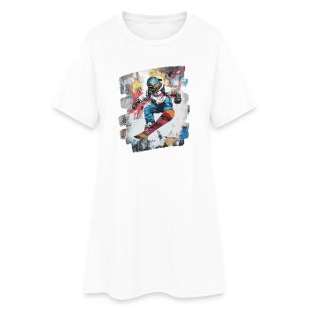 Snowboarder poudreuse - Robe T-shirt Femme - blanc - Devant