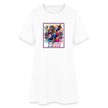 Hip-Hop Vibes – Rapper mit Mikrofon - Frauen T-Shirt-Kleid - Weiß - Vorne