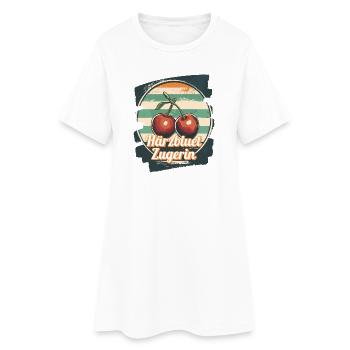 Härzbluetzugerin Zuger Chriesi Kirschen Kanton Zug - Frauen T-Shirt-Kleid - Weiß - Vorne