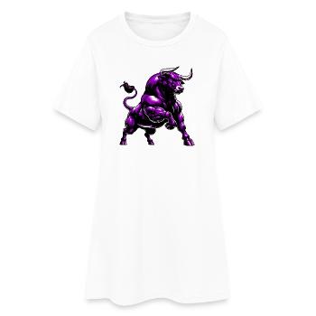Stier - Frauen T-Shirt-Kleid - Weiß - Vorne