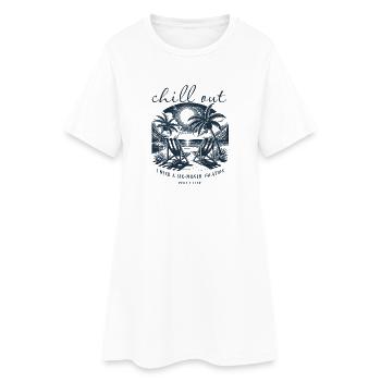 Chill Out - Six mois de vacances, deux fois par an - Robe T-shirt Femme - blanc - Devant