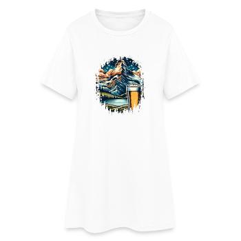 Paysage alpin avec verre à bière - Robe T-shirt Femme - blanc - Devant