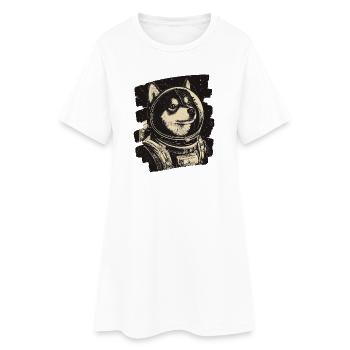 Astronaute husky - Robe T-shirt Femme - blanc - Devant