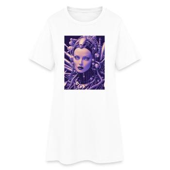 BioCyber Queen : Portrait en métal - Robe T-shirt Femme - blanc - Devant
