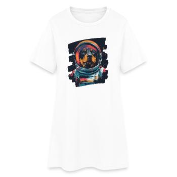 Rottweiler Astronaut - Frauen T-Shirt-Kleid - Weiß - Vorne