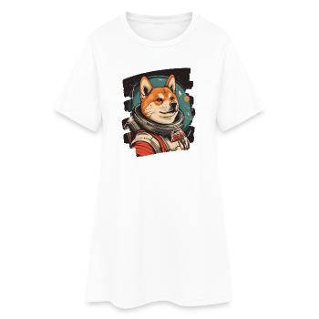 Shiba Inu Astronaute - Robe T-shirt Femme - blanc - Devant