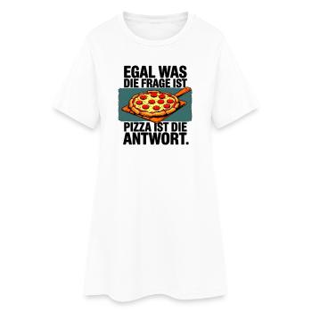 Pizza ist die Antwort - Frauen T-Shirt-Kleid - Weiß - Vorne