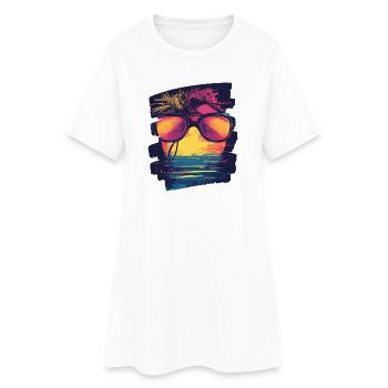 Lunettes de soleil Palmiers d’été - Robe T-shirt Femme - blanc - Devant