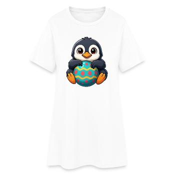Süßer lustiger Pinguin Osterei Cartoon Ostern - Frauen T-Shirt-Kleid - Weiß - Vorne