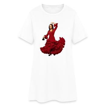 Mona Lisa (La Joconde) flamenco - Women’s T-Shirt Dress - white - Front