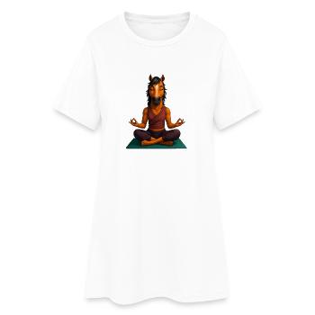 Lustiges Yoga Motiv meditierendes Pferd - Frauen T-Shirt-Kleid - Weiß - Vorne