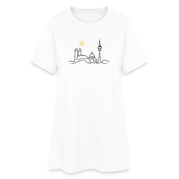 München - Frauen T-Shirt-Kleid - Weiß - Vorne