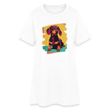 Teckel Dackel - Robe T-shirt Femme - blanc - Devant