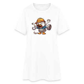 Ducks Ouvrier du bâtiment : l’humour dans le style de chantier de construction - Robe T-shirt Femme - blanc - Devant
