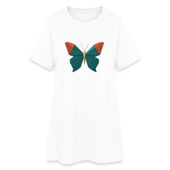 Papillon en origami - Robe T-shirt Femme - blanc - Devant