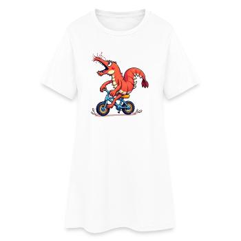 Crevette Cycliste Colorée - Robe T-shirt Femme - blanc - Devant