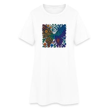 Psychedelic Rainbow Butterfly - Women’s T-Shirt Dress - white - Front
