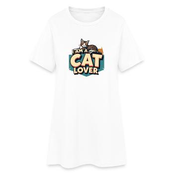 Je suis Amoureux des Chats - Robe T-shirt Femme - blanc - Devant