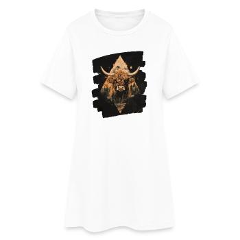 Schottisches Hochlandrind - Frauen T-Shirt-Kleid - Weiß - Vorne