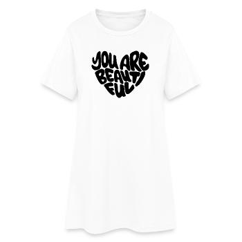you are beautiful - Lettering / schwarz herzform - Frauen T-Shirt-Kleid - Weiß - Vorne