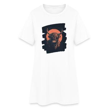 Bovins écossais des Highlands - Robe T-shirt Femme - blanc - Devant