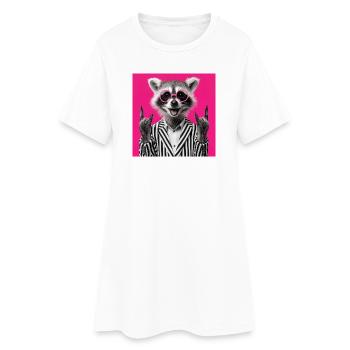 raton laveur avec double jupe geste de la main - Robe T-shirt Femme - blanc - Devant
