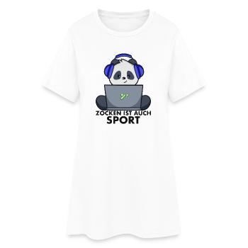 Nerd Shirt - Gamer Panda zocken ist auch Sport - Frauen T-Shirt-Kleid - Weiß - Vorne