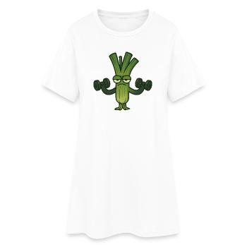 Drôle de poireau barre haltère fitness entraînement gymnase - Robe T-shirt Femme - blanc - Devant