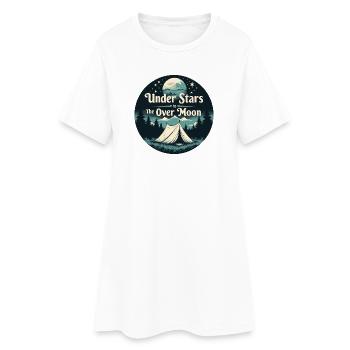 Camping Scene Under the Stars - Moon - Women’s T-Shirt Dress - white - Front