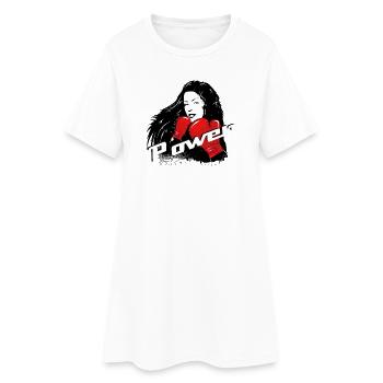 Boxer with power lettering – strong female motif - Women’s T-Shirt Dress - white - Front