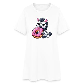 Mignon zèbre beignet dessin animé friandises amusantes - Robe T-shirt Femme - blanc - Devant