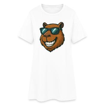 Cool Capybara avec lunettes de soleil Cartoon Joy - Robe T-shirt Femme - blanc - Devant