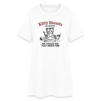 Kitty Biscuits Bakery - We Knead Em, You Need Em - Frauen T-Shirt-Kleid - Weiß - Vorne