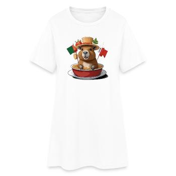 Capybara charmant dans des nouilles festives - Robe T-shirt Femme - blanc - Devant