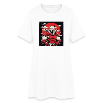 Samurai Dog Guardian - Women’s T-Shirt Dress - white - Front