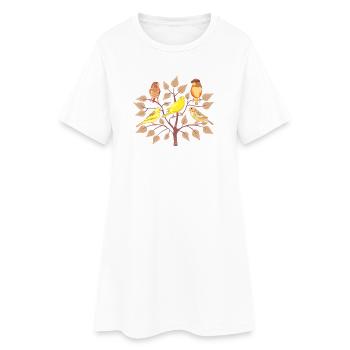 Arbre aux oiseaux colorés et variés - Robe T-shirt Femme - blanc - Devant