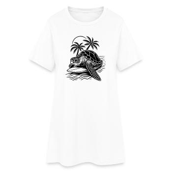 Surf Turtle - Tropical Beach Vibes - Women’s T-Shirt Dress - white - Front