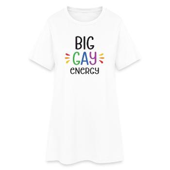 LGBTQ Pride Month - Big Gay Energy - Women’s T-Shirt Dress - white - Front
