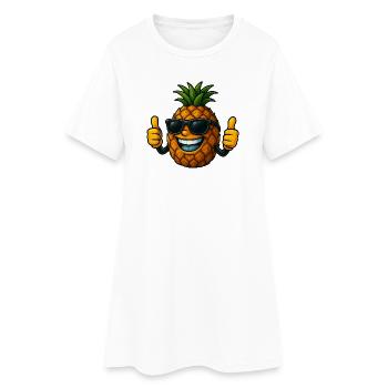 Mignon dessin animé ananas d’été fruit plaisir joie - Robe T-shirt Femme - blanc - Devant