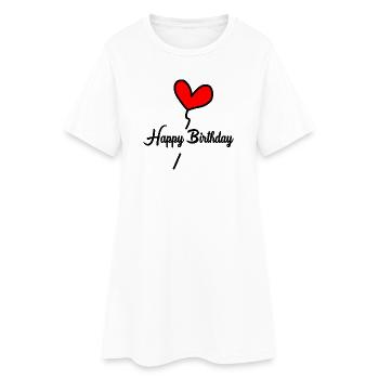 HAPPY BIRTHDAY. JOYEUX ANNIVERSAIRE. ANNIVERSAIRE. - Robe T-shirt Femme - blanc - Devant