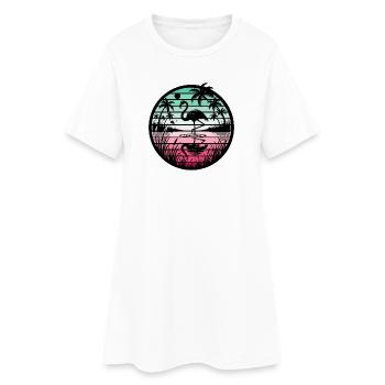 Rétro Flamingo Sunset - Robe T-shirt Femme - blanc - Devant
